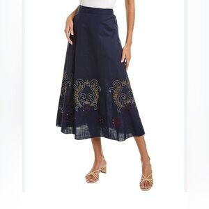 NWT Sachin and Babi Elegant Navy Embroidered Skirt size 8